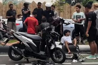 Pengendara Motor Diduga Melawan Arah di Pakansari, Tiga Orang Terluka dalam Kecelakaan